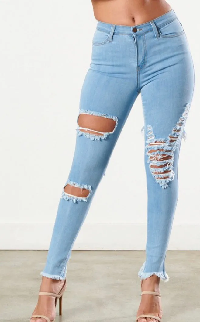 Distressed Ripped Skinny Jeans