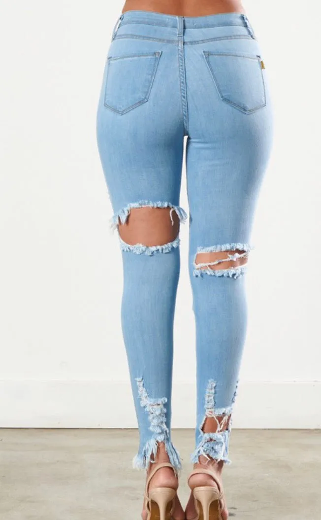 Distressed Ripped Skinny Jeans