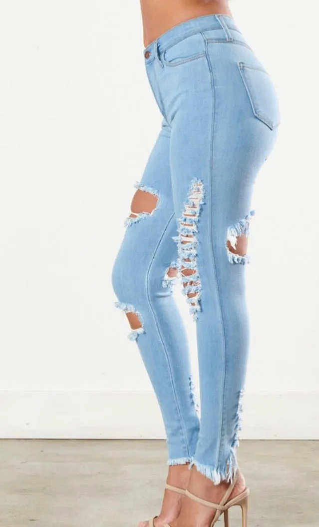 Distressed Ripped Skinny Jeans
