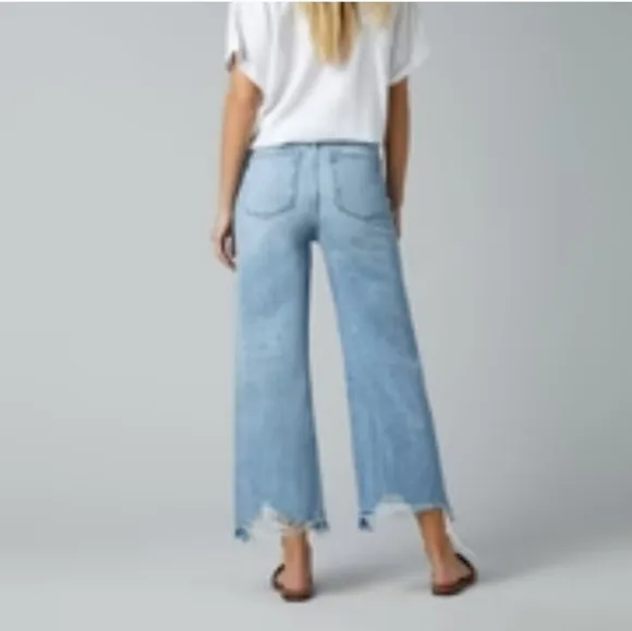 DL1961 HEPBURN WIDE LEG HIGH RISE VITAGE JEANS IN SLATE SIZE 32