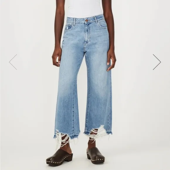 DL1961 HEPBURN WIDE LEG HIGH RISE VITAGE JEANS IN SLATE SIZE 32