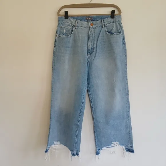 DL1961 HEPBURN WIDE LEG HIGH RISE VITAGE JEANS IN SLATE SIZE 32