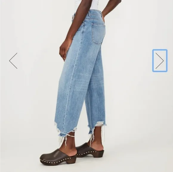 DL1961 HEPBURN WIDE LEG HIGH RISE VITAGE JEANS IN SLATE SIZE 32