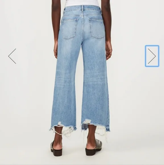DL1961 HEPBURN WIDE LEG HIGH RISE VITAGE JEANS IN SLATE SIZE 32