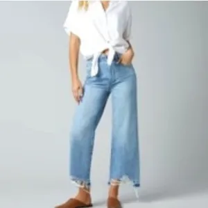DL1961 HEPBURN WIDE LEG HIGH RISE VITAGE JEANS IN SLATE SIZE 32