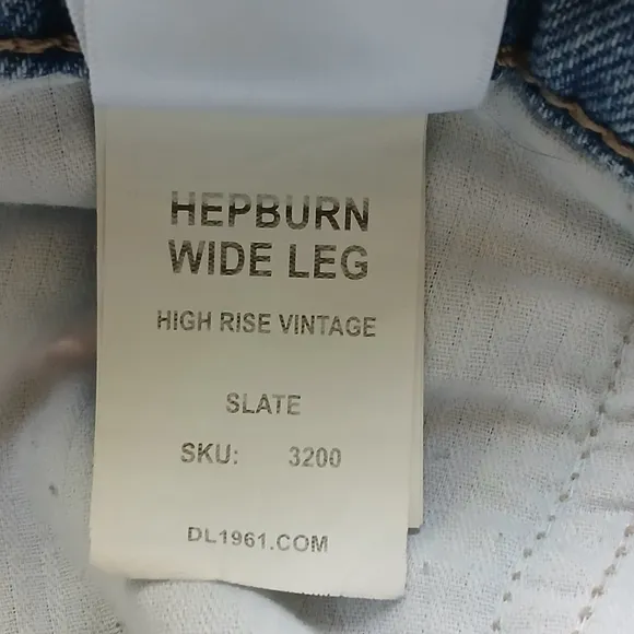 DL1961 HEPBURN WIDE LEG HIGH RISE VITAGE JEANS IN SLATE SIZE 32
