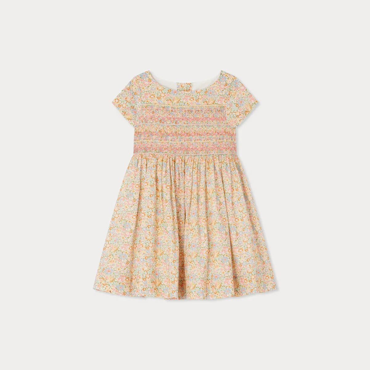 Duchesse smocked dress made with multicolor Liberty fabrics