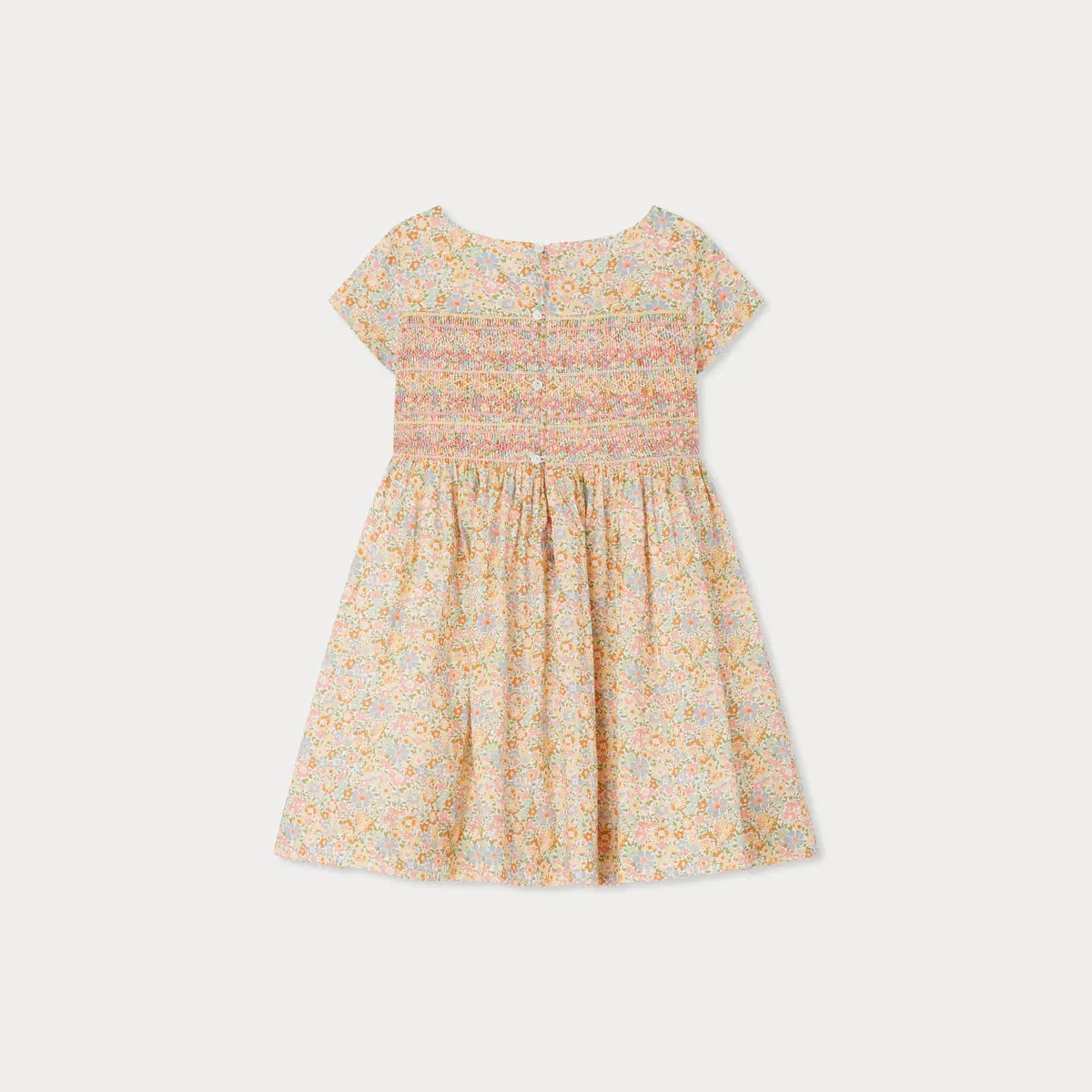 Duchesse smocked dress made with multicolor Liberty fabrics