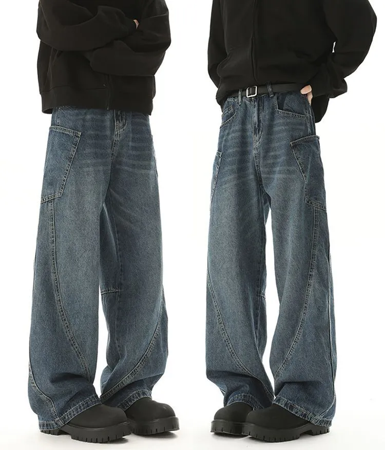 Durable Straight Leg Jeans with Pockets