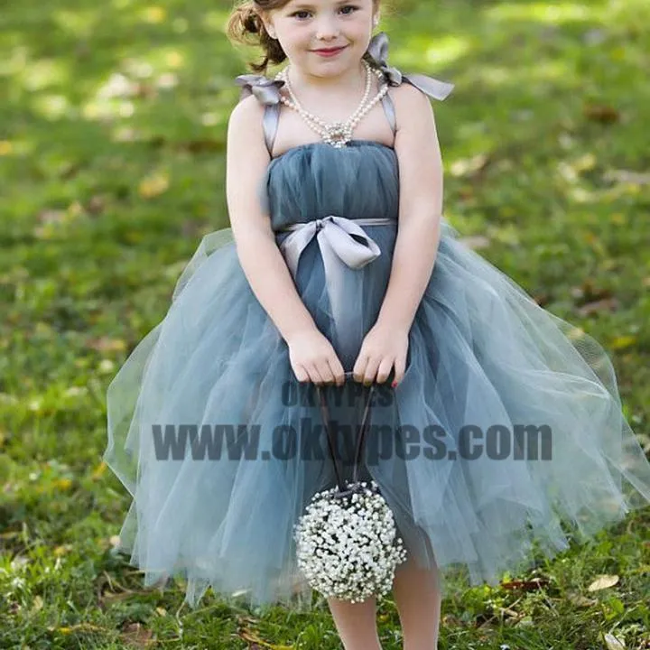 Dusty Blue Pix Tutu Dresses, Tulle Flower Girl Dresses, Cheap Little Girl Dresses for Wedding, TYP0628