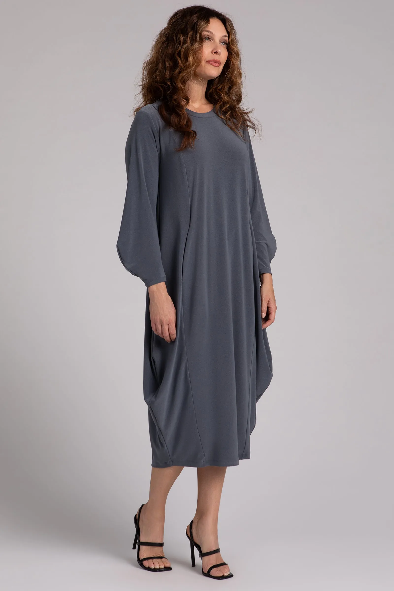 Easy Crew Neck Lantern Dress
