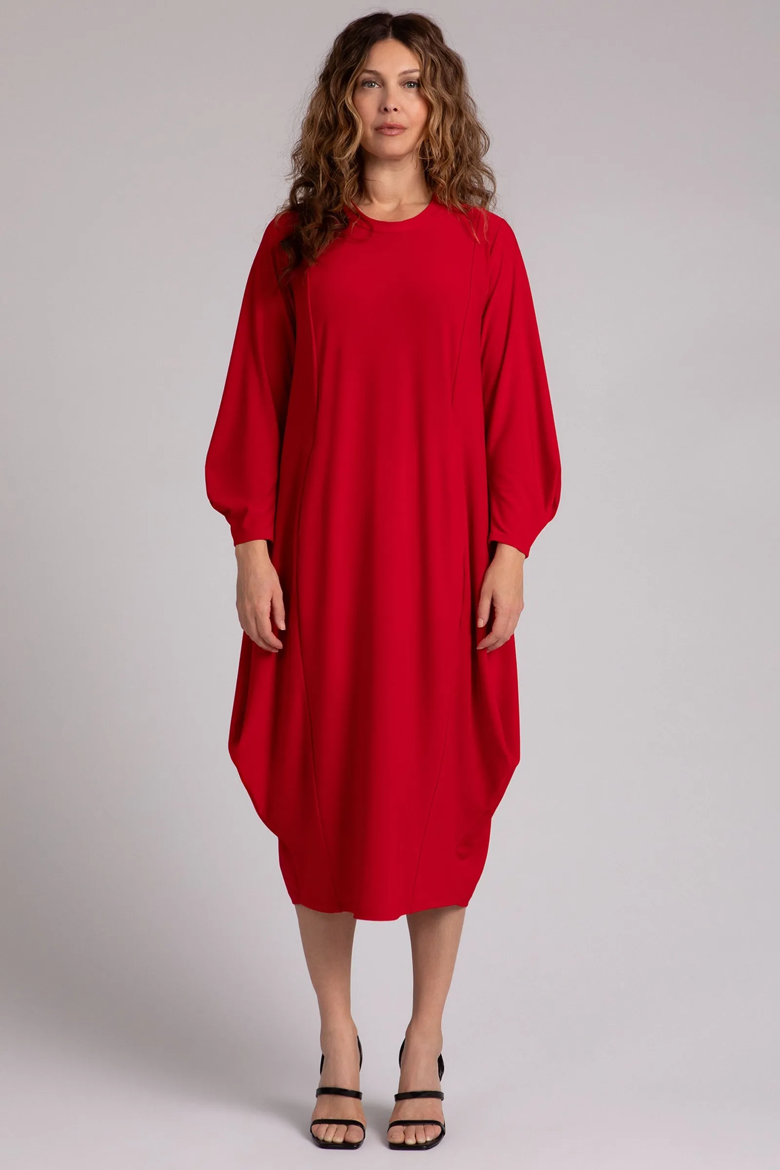 Easy Crew Neck Lantern Dress