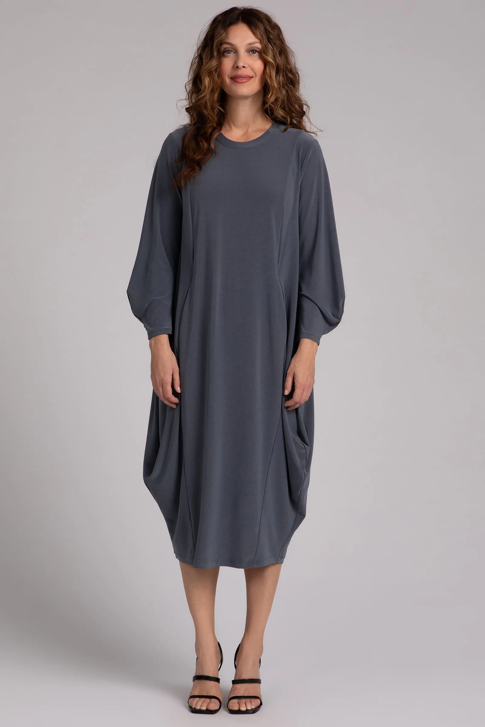 Easy Crew Neck Lantern Dress