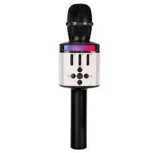 Easy Karaoke Bluetooth® Wireless Microphone with Speaker and Lights ~ Black