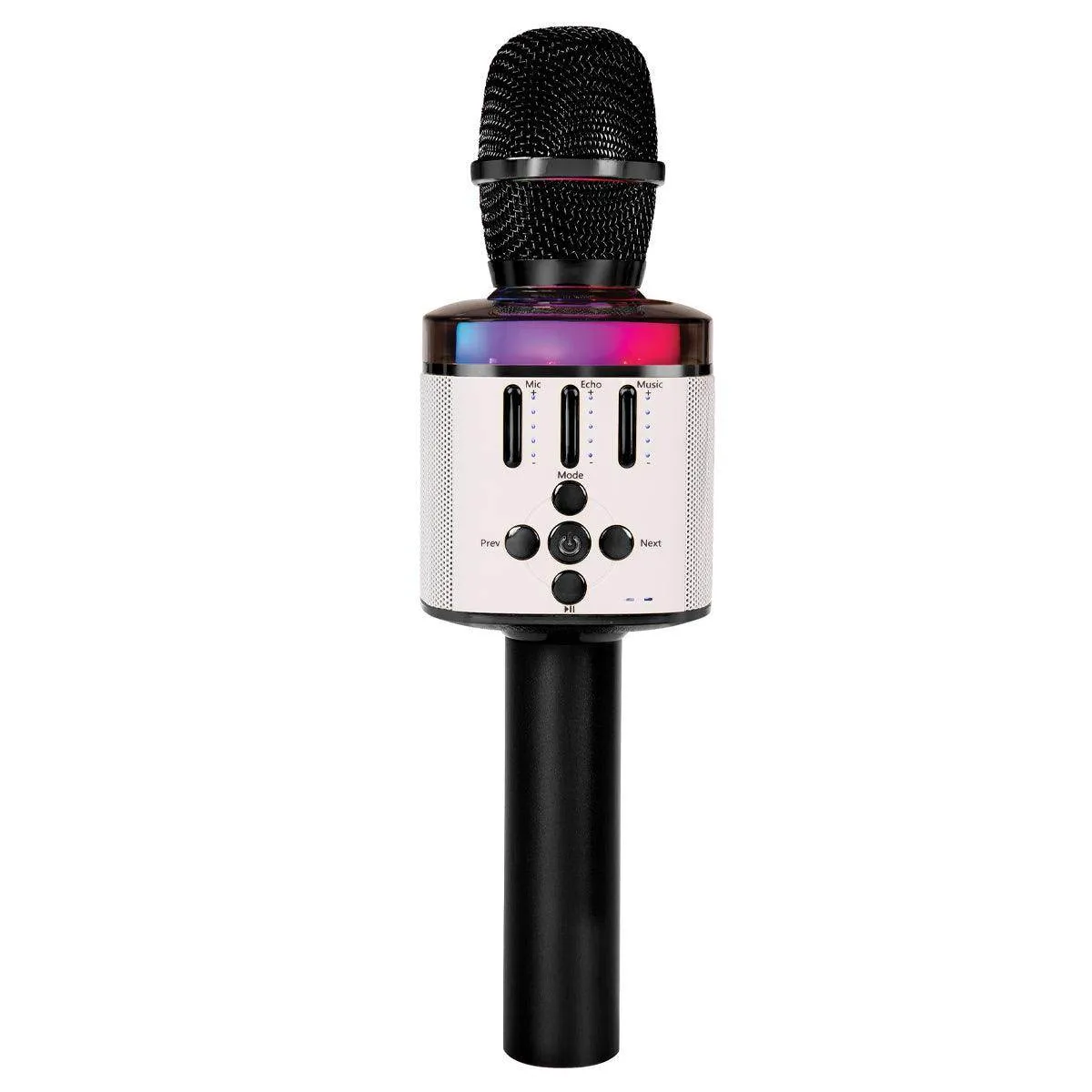 Easy Karaoke Bluetooth® Wireless Microphone with Speaker and Lights ~ Black