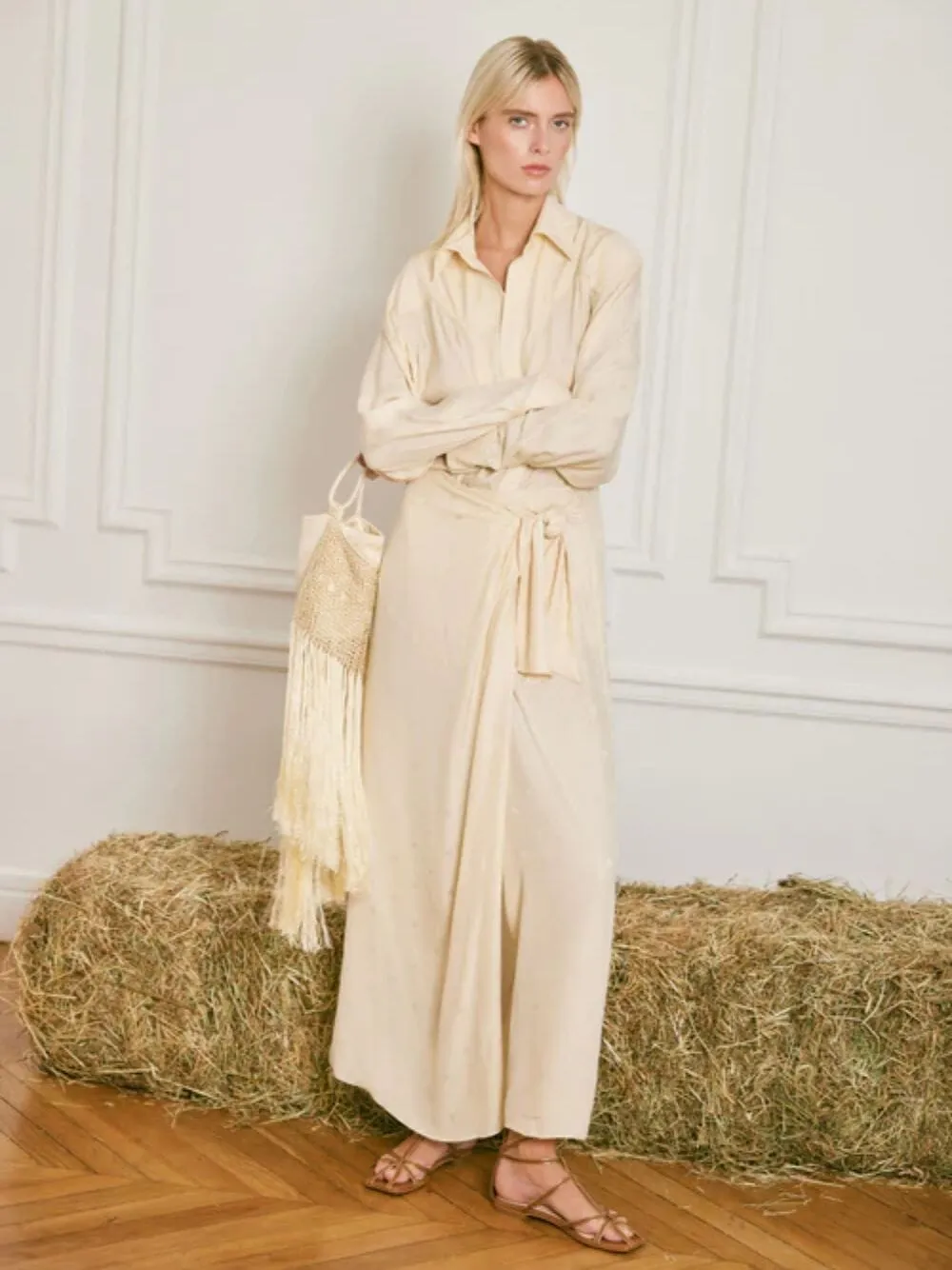 Ecru Silk Sweet Palm Skirt