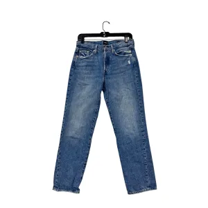 Edwin Womens Size 6 Blue Distressed Straight-Leg High-Waisted Jeans 100% Cotton #6702