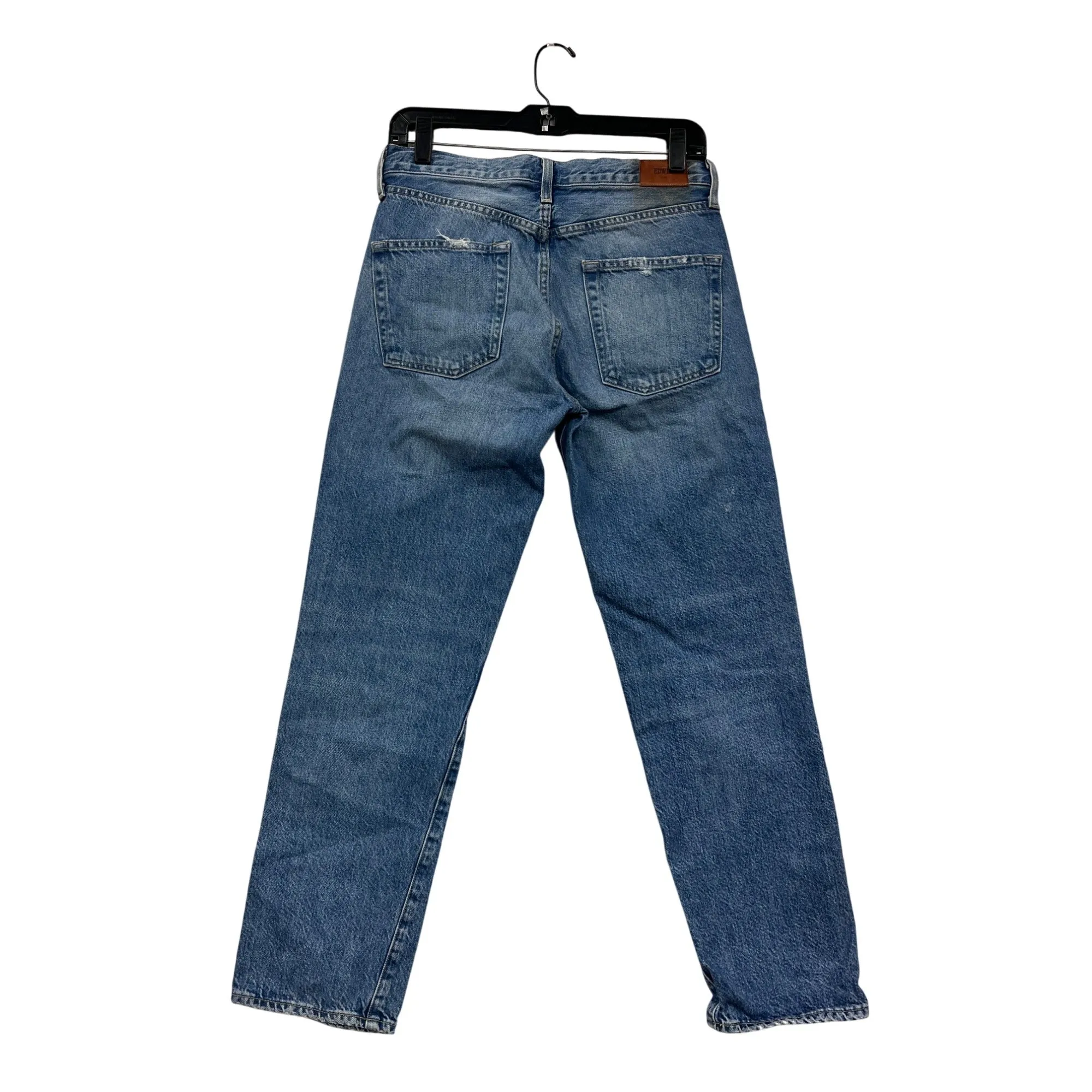 Edwin Womens Size 6 Blue Distressed Straight-Leg High-Waisted Jeans 100% Cotton #6702