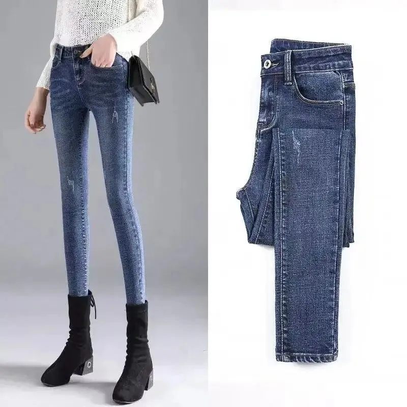 Elastic Pencil Slim Fit Casual Skinny Denim  Women Jeans