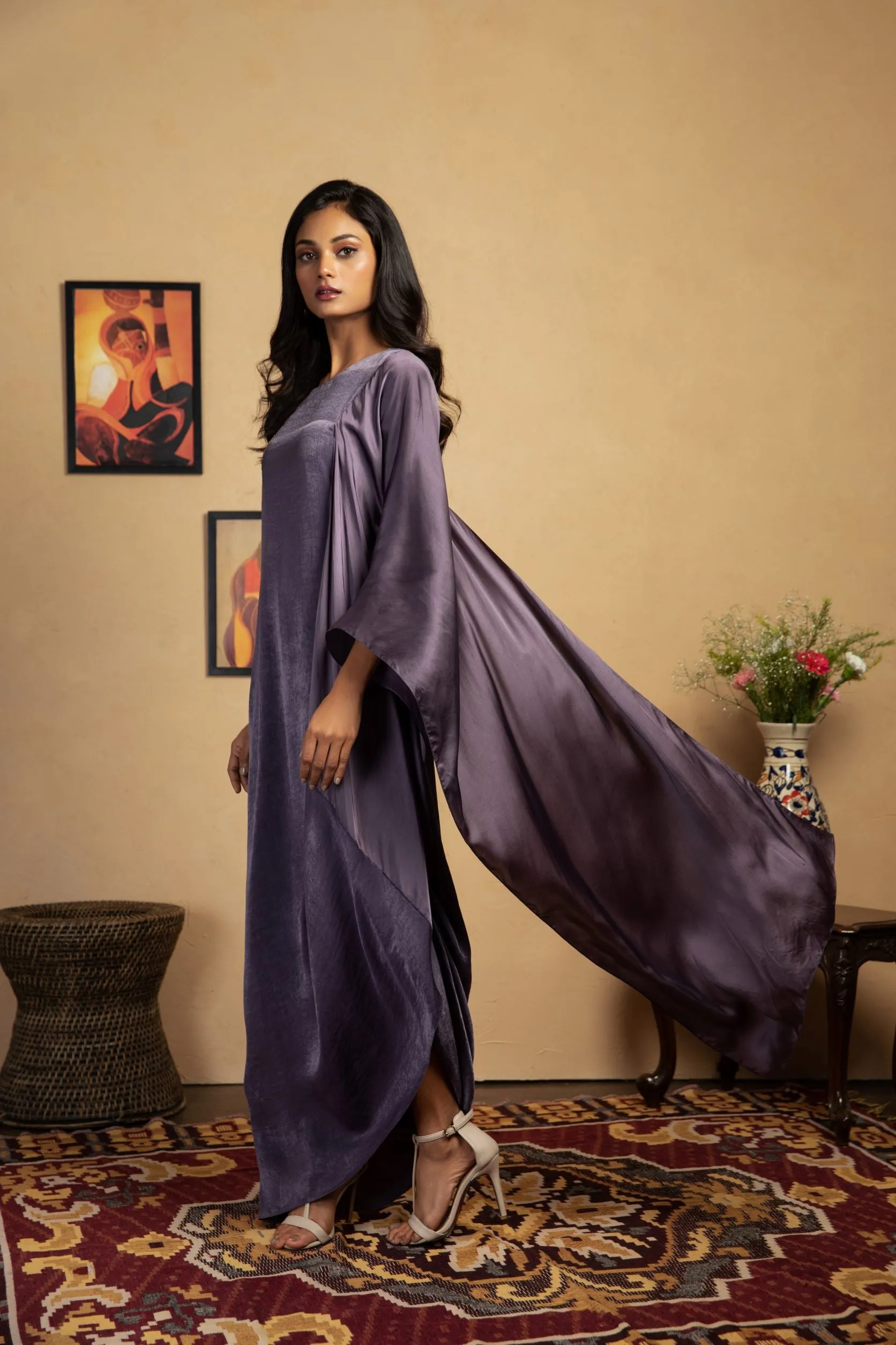 Elena Embroidered Drape Dress