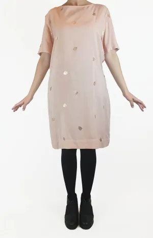 Elm pink half sleeve dress with gold leaf print size 10 (as new with tags)