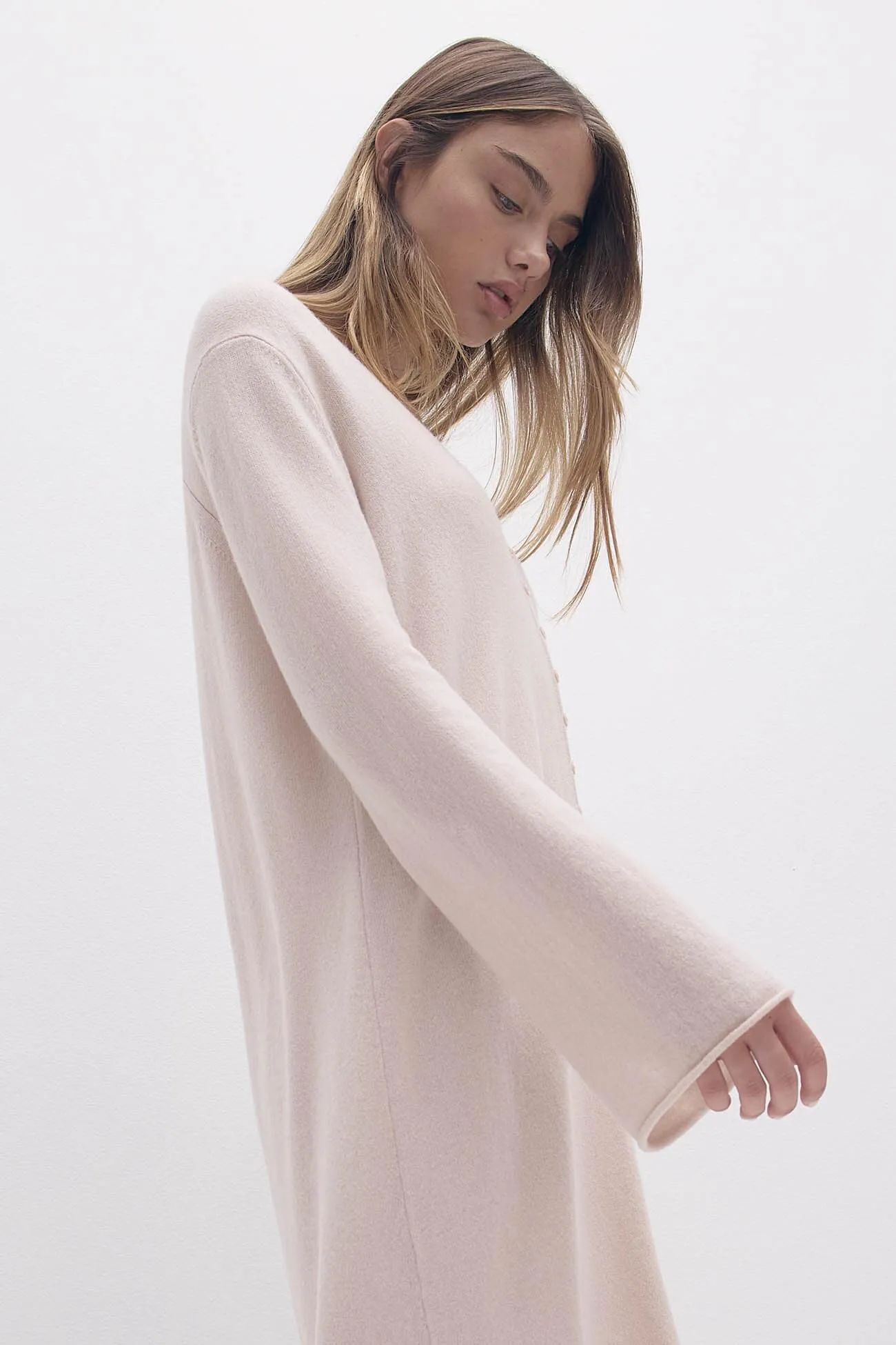 ELOISE BUTTON-FRONT CASHMERE KAFTAN