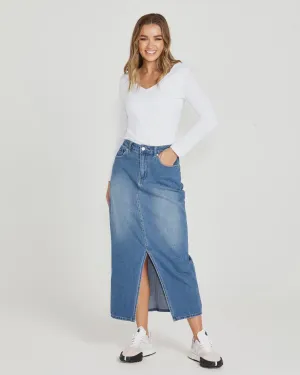 Emerald Denim Skirt