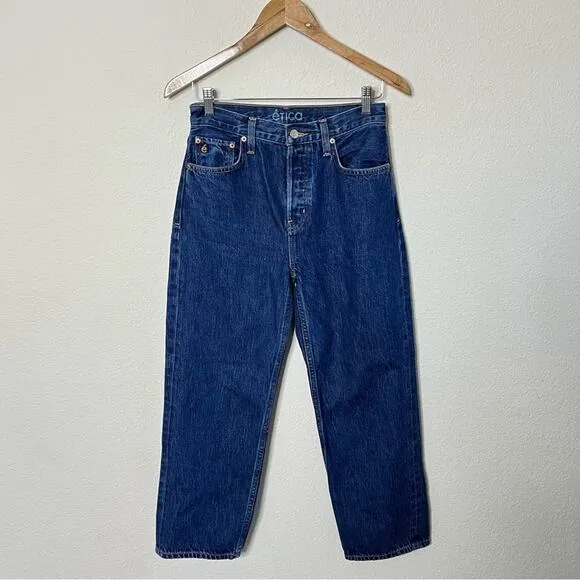 Etica Tyler Vintage Straight Leg Jeans Blue Womens Size 25