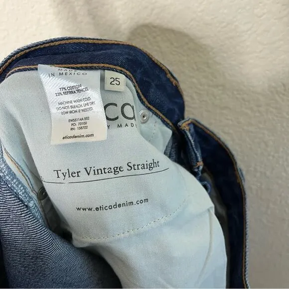 Etica Tyler Vintage Straight Leg Jeans Blue Womens Size 25
