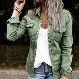 European and American mid-length fitted denim jacket top for women