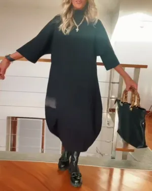 Eva’s Cozy High-Neck Dress