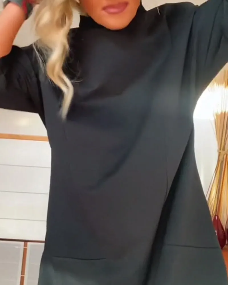 Eva’s Cozy High-Neck Dress