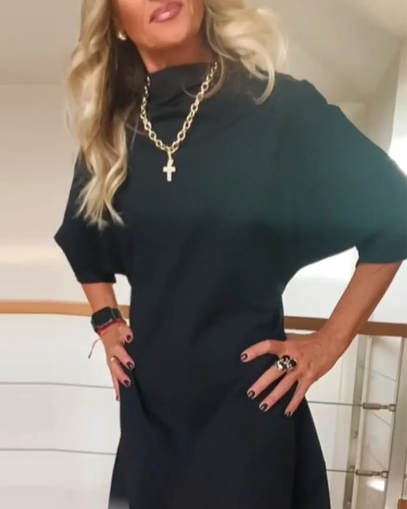 Eva’s Cozy High-Neck Dress