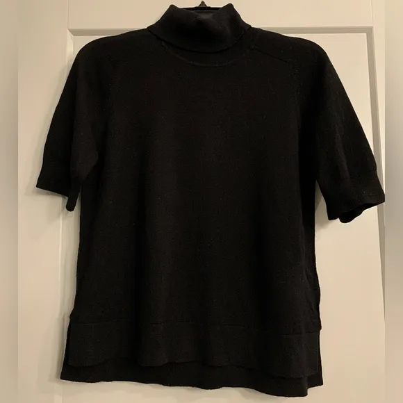 Everlane Black Cotton Merino Wool Turtleneck Tee Short Sleeve Sweater Size Small