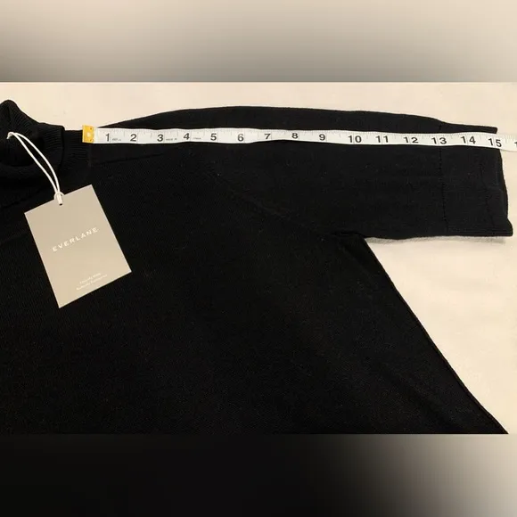 Everlane Black Cotton Merino Wool Turtleneck Tee Short Sleeve Sweater Size Small
