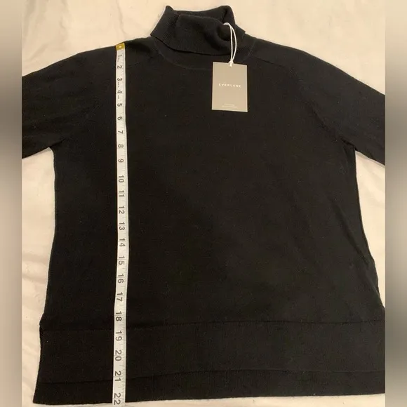 Everlane Black Cotton Merino Wool Turtleneck Tee Short Sleeve Sweater Size Small