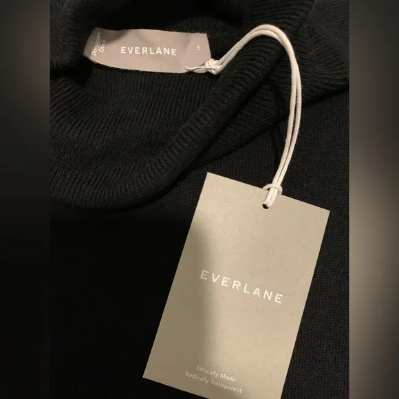 Everlane Black Cotton Merino Wool Turtleneck Tee Short Sleeve Sweater Size Small