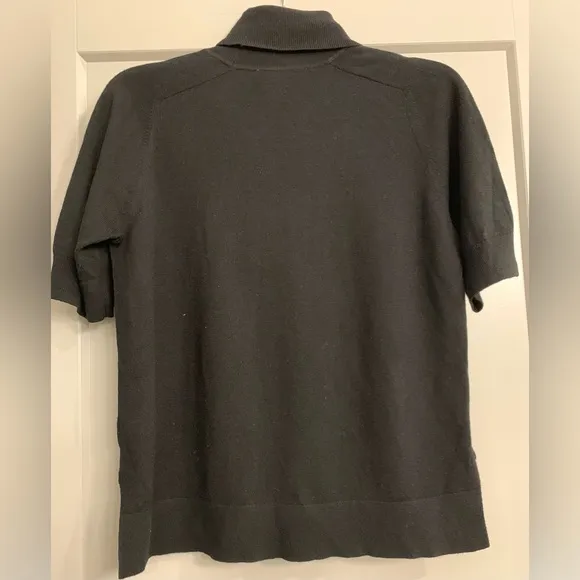Everlane Black Cotton Merino Wool Turtleneck Tee Short Sleeve Sweater Size Small