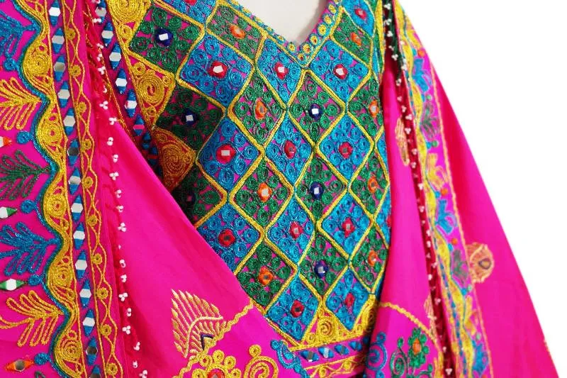Exquisite Afghan Bridal Dress - Gypsy Fusion Wedding Attire with Tribal Art Embellishments