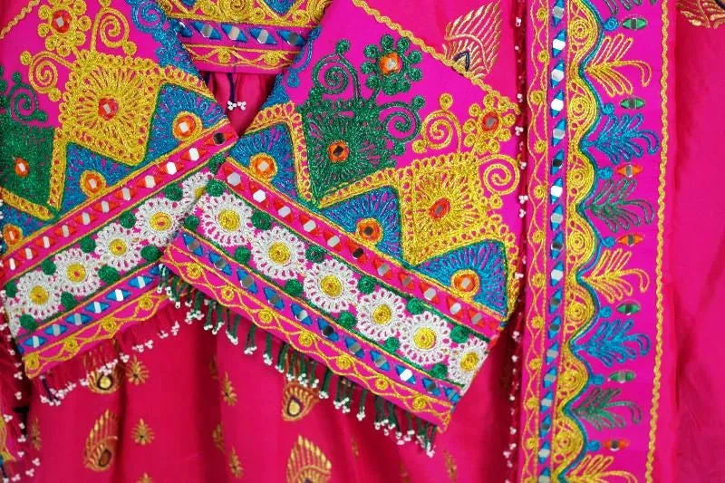 Exquisite Afghan Bridal Dress - Gypsy Fusion Wedding Attire with Tribal Art Embellishments