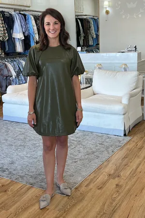 FINAL SALE: The Sophia Dress in Faux Leather