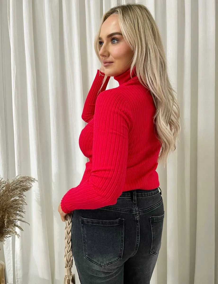 Fitted Long Sleeve Fluffy Knitted Top