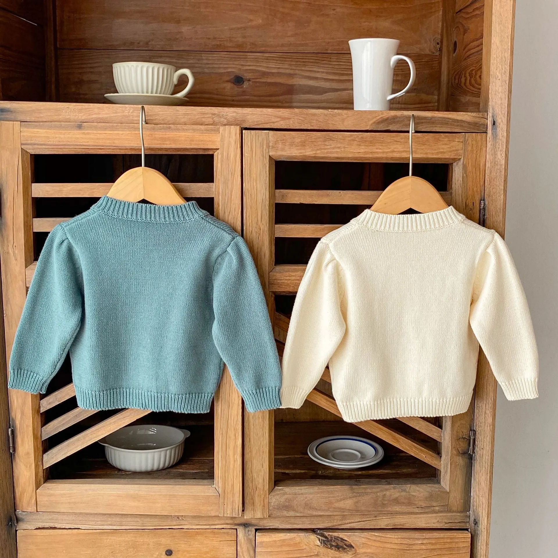 Floral Knit Baby Girl Cardigan - Green