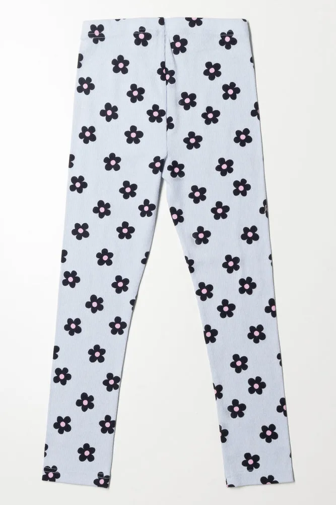 Floral Leggings Light Blue