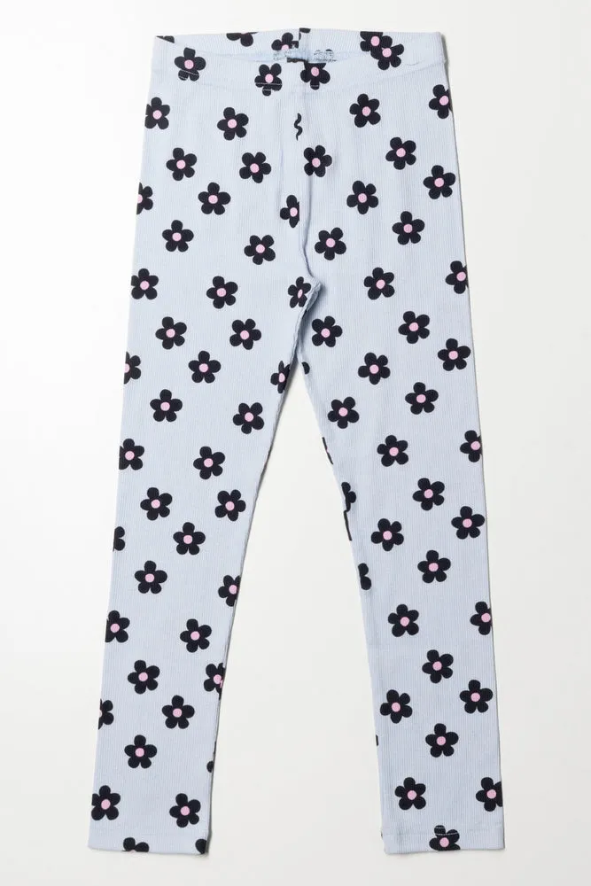 Floral Leggings Light Blue