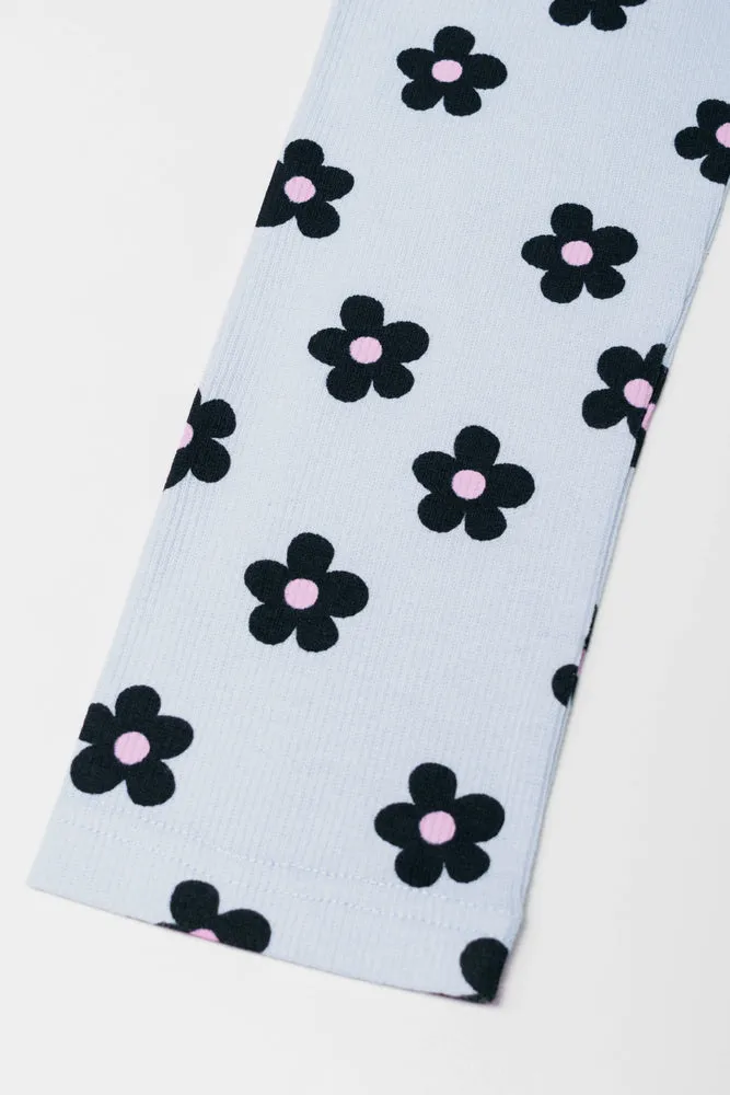 Floral Leggings Light Blue