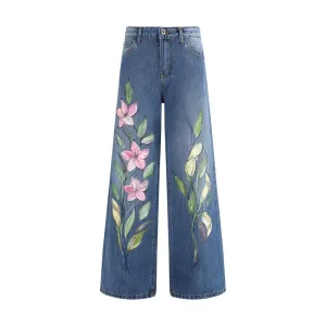 Floral Print Jeans