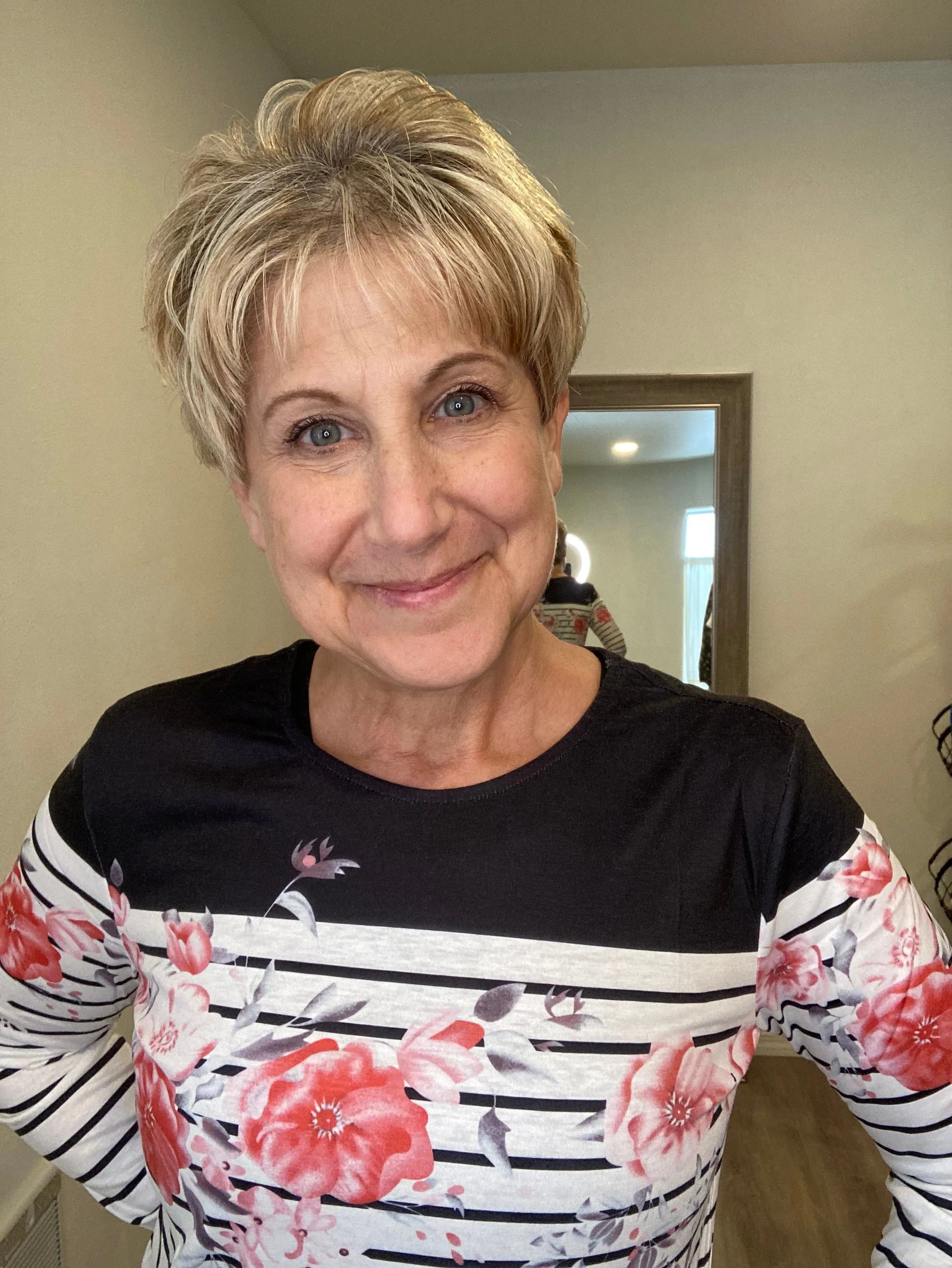 Floral Striped Print Long Sleeve Top