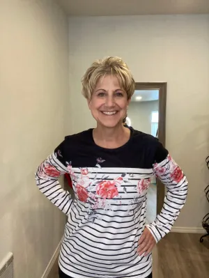 Floral Striped Print Long Sleeve Top