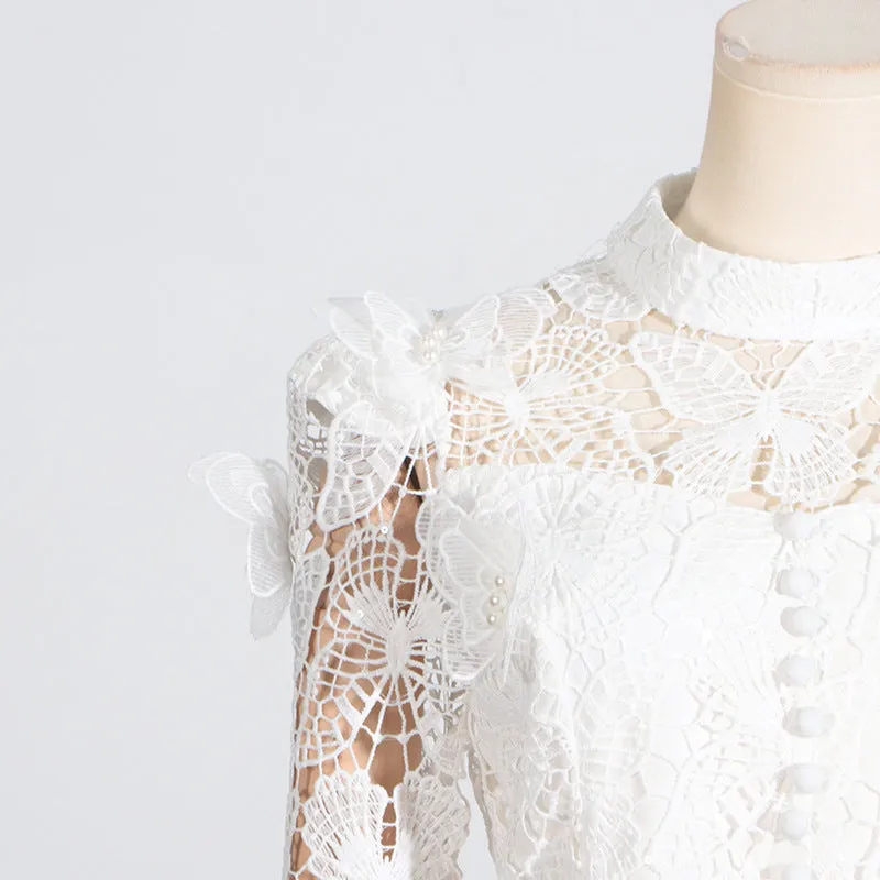 flower embroidery mesh skirt set
